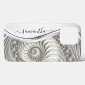 Verbluffende witte metalen handgeschreven monogram Case-Mate iPhone case (Achterkant (horizontaal))