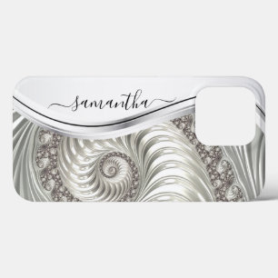 Verbluffende witte metalen handgeschreven monogram Case-Mate iPhone case