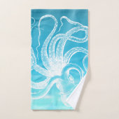 Verbluffende witte octopus illustratie oceaanwater bad handdoek (Handdoek)