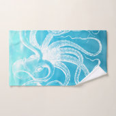 Verbluffende witte octopus illustratie oceaanwater bad handdoek (Handdoek)