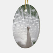 Verbluffende witte peacock (Peafowl) volledige plu Keramisch Ornament (Links)
