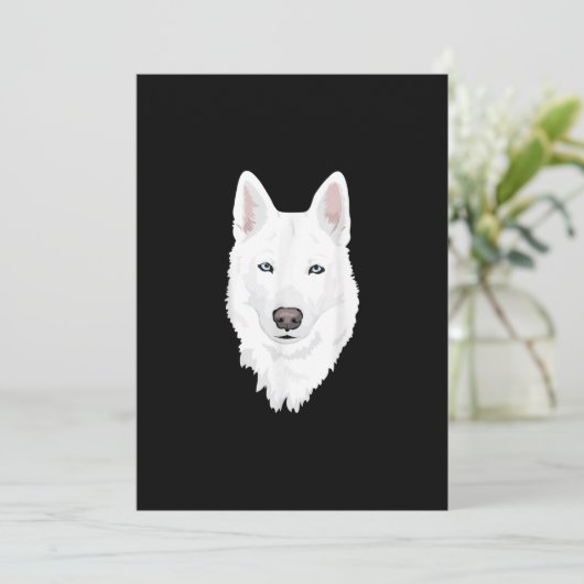 Verbluffende witte Siberiër Husky - zoete witte sn Feestdagenkaart (Staand voorkant)