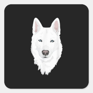Verbluffende witte Siberiër Husky - zoete witte sn Vierkante Sticker