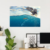 Verbluffende witte staartadelaar die vis aanvalt poster (Thuiskantoor)