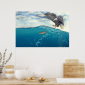 Verbluffende witte staartadelaar die vis aanvalt poster (Keuken)