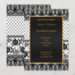 Verbluffende witte ZWARTE Lace ALL OCCASION Kaart