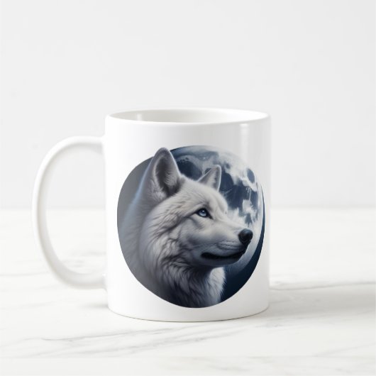 Verbluffende wolf en maan koffiemok (Links)