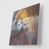 Verbluffende wolven en bewegingsvrijheid Surreal Vierkante Klok (Hoek)