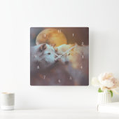 Verbluffende wolven en bewegingsvrijheid Surreal Vierkante Klok (Huis)