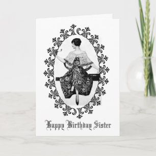 Verbluffende  Woman Black Lace Birthday Zuster Kaart