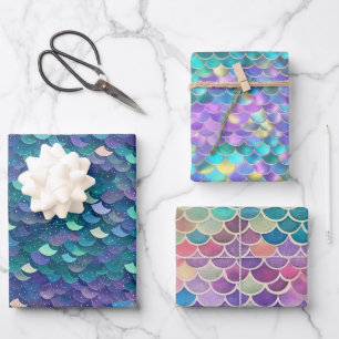 Verbluffende zeemeermin staart Collectie Inpakpapier Vel