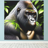 Verbluffende zilver Back Gorilla - Oerwoud King Canvas Afdruk (Insitu (Houten vloer))