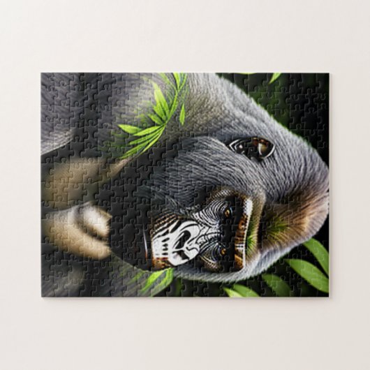 Verbluffende zilver Back Gorilla - Oerwoud King Legpuzzel (Horizontaal)