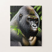 Verbluffende zilver Back Gorilla - Oerwoud King Legpuzzel (Verticaal)