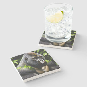 Verbluffende zilver Back Gorilla - Oerwoud King Stenen Onderzetter