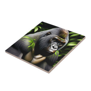 Verbluffende zilver Back Gorilla - Oerwoud King Tegeltje