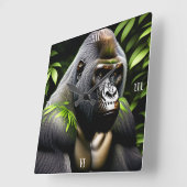 Verbluffende zilver Back Gorilla - Oerwoud King Vierkante Klok (Hoek)