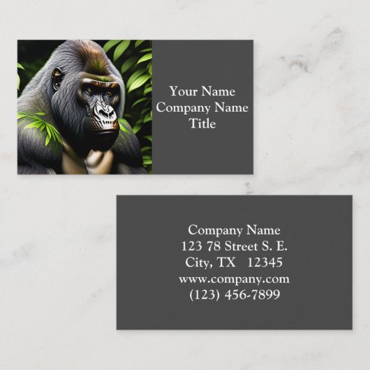 Verbluffende zilver Back Gorilla - Oerwoud King Visitekaartje (Voorkant / Achterkant)