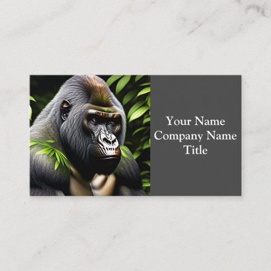Verbluffende zilver Back Gorilla - Oerwoud King Visitekaartje (Voorkant)