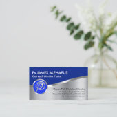 Verbluffende zilverblauwe Ichthus Christelijk Visitekaartje (Staand voorkant)