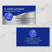 Verbluffende zilverblauwe Ichthus Christelijk Visitekaartje (Voorkant / Achterkant)