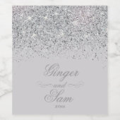 Verbluffende zilveren glitter wijn etiket (Enkel label)