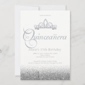 Verbluffende zilveren Quinceañera-uitnodigingen Kaart (Voorkant)