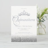 Verbluffende zilveren Quinceañera-uitnodigingen Kaart (Staand voorkant)