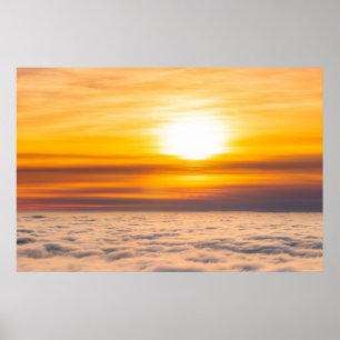Verbluffende zonsondergang boven de wolken poster