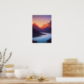 Verbluffende zonsondergang over een Serene Valley Poster (Keuken)