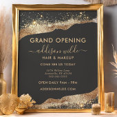 Verbluffende zwart en goud glitter script bedrijf flyer