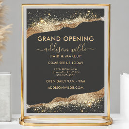 Verbluffende zwart en goud glitter script bedrijf flyer
