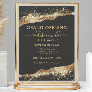 Verbluffende zwart en goud glitter script bedrijf flyer