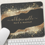 Verbluffende zwart en goud glitter script bedrijf muismat<br><div class="desc">Verbeter uw werkruimte met deze verbluffende Black and Gold Glitter Script Business-Muismat. Ontworpen met elegantie in het achterhoofd, deze muismat heeft een luxe zwarte achtergrond versierd met een glinsterende gouden glittergolf, waardoor een perfecte balans ontstaat tussen professionaliteit en stijl. Het trendy scriptlettertype geeft uw bedrijfsnaam prominent weer, waardoor het een...</div>