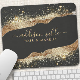 Verbluffende zwart en goud glitter script bedrijf muismat