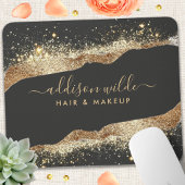 Verbluffende zwart en goud glitter script bedrijf muismat