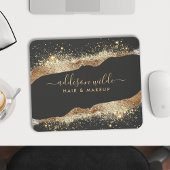 Verbluffende zwart en goud glitter script bedrijf muismat