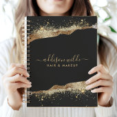 Verbluffende zwart en goud glitter script bedrijf planner