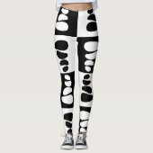 Verbluffende zwart-witte steentjes patroon leggings (Voorkant)