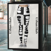 Verbluffende zwart-witte steentjes patroon leggings