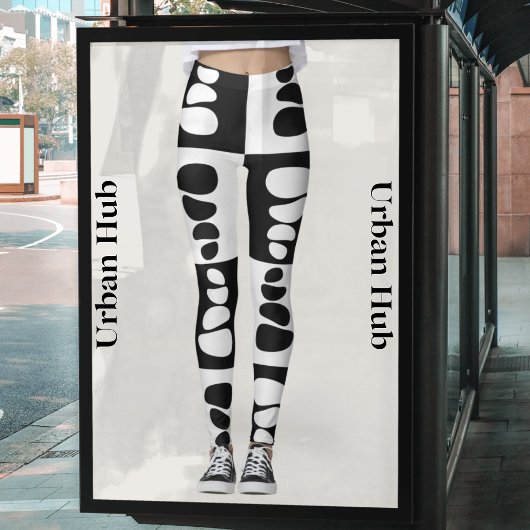 Verbluffende zwart-witte steentjes patroon leggings