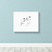 Verbluffende zwarte bladsteel canvas afdruk (Insitu (Houten vloer))