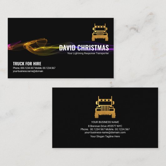 Verbluffende zwarte bliksemwagen-driver visitekaartje (Voorkant / Achterkant)