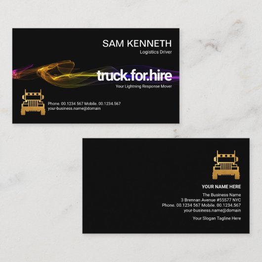 Verbluffende zwarte bliksemwagen-driver visitekaartje (Voorkant / Achterkant)