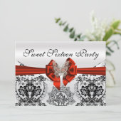 Verbluffende zwarte Damask en Butterfly Sweet Sixt Kaart (Staand voorkant)