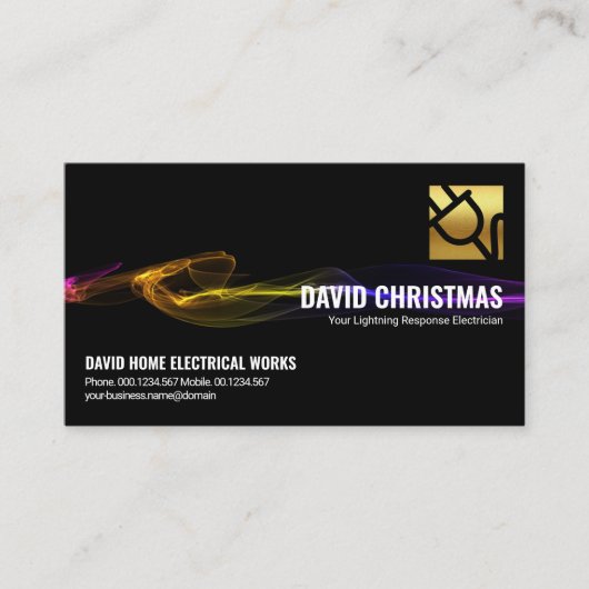 Verbluffende zwarte elektrische bliksem-elektricie visitekaartje (Voorkant)