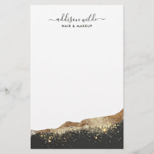 Verbluffende zwarte en gouden glinsterende trendy briefpapier