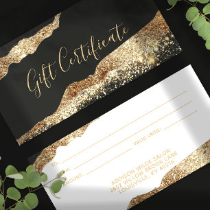 Verbluffende zwarte en gouden glitter cadeaubon