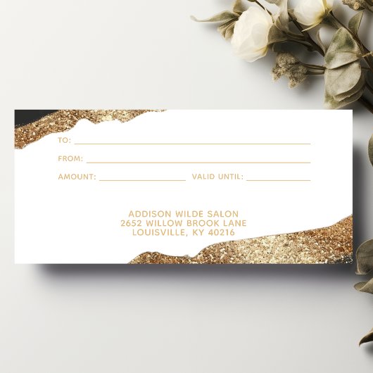 Verbluffende zwarte en gouden glitter cadeaubon