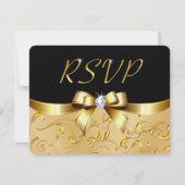 Verbluffende zwarte en gouden RSVP-kaarten met env Kaart (Voorkant)